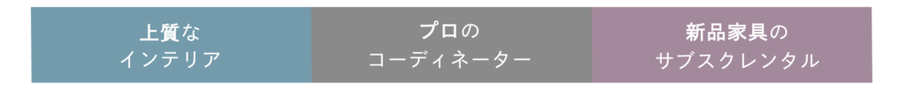 上質なインテリア　プロのコーディネーター　新品家具のサブスクレンタル